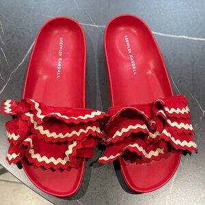 Loeffler Randall Red Ruffle Sandals
